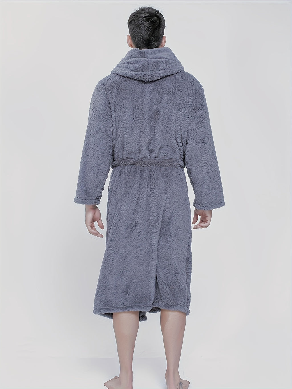 Women's hooded fleece bathrobe, 1-piece set