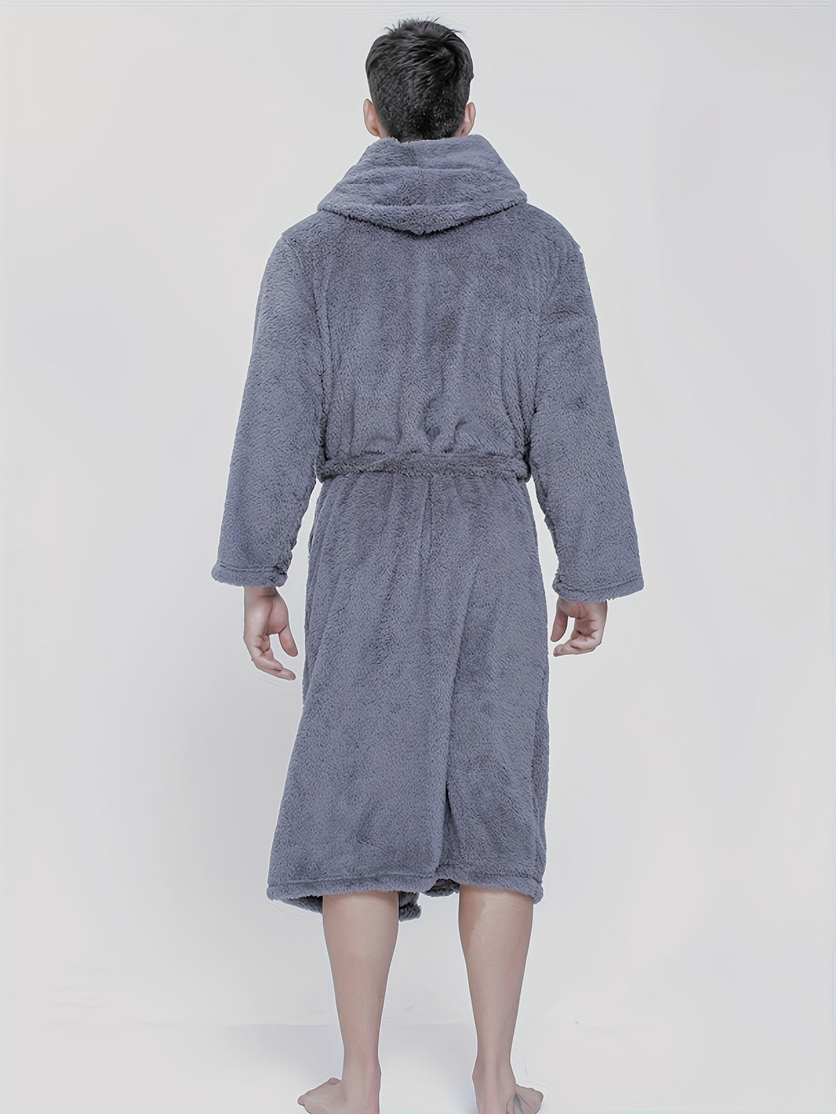 Women's hooded fleece bathrobe, 1-piece set