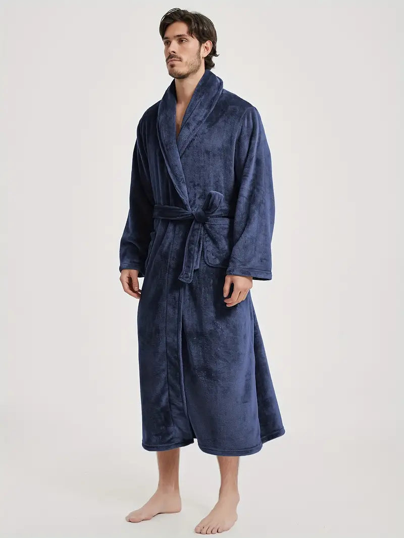 Men's thick fleece bathrobe