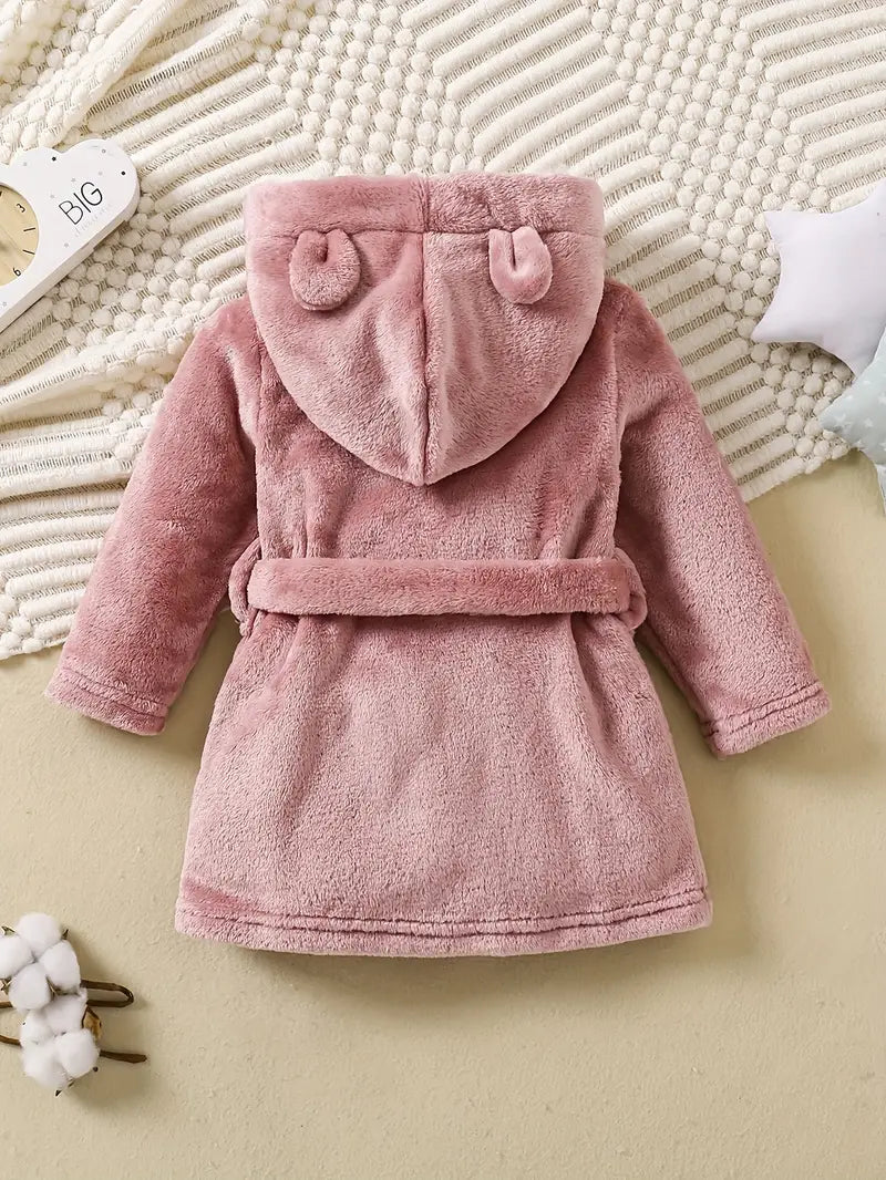 Baby fleece bathrobe with ears