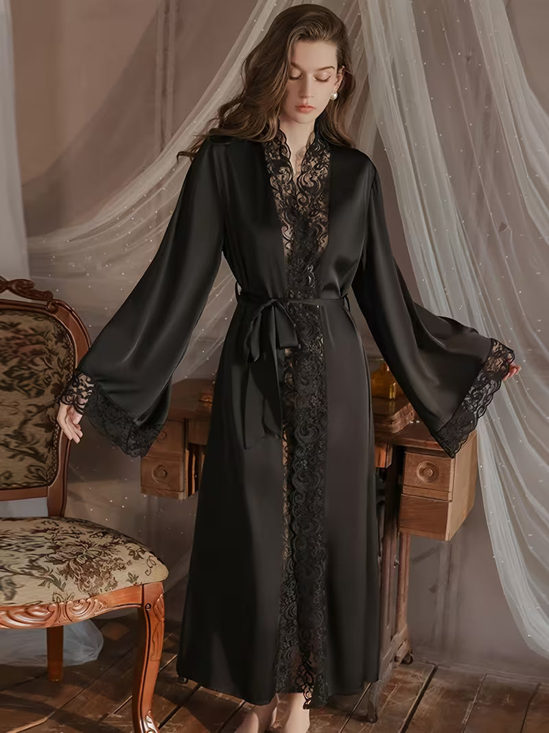 Women's long satin dressing gown