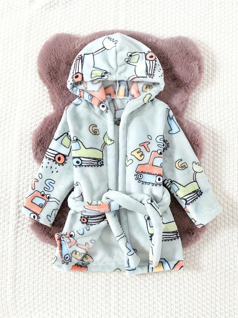 Peignoir de Bain Enfant Éponge Doux avec Capuche — coloris bleu
