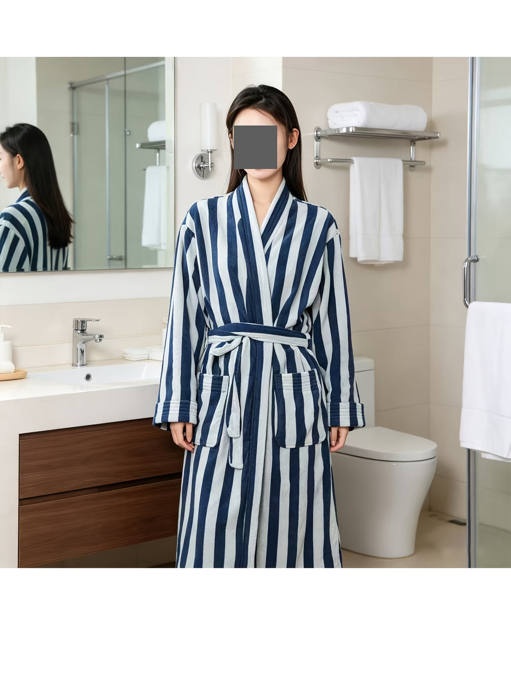 Women's yellow striped dressing gown