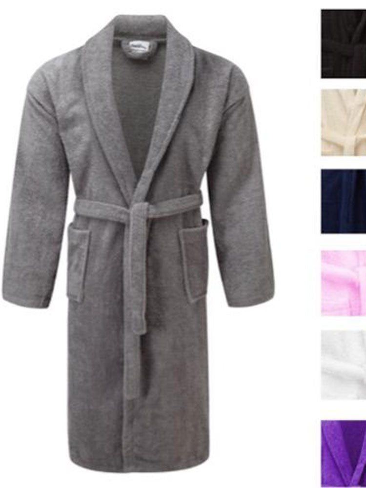 Unisex terry towelling bathrobe with pockets