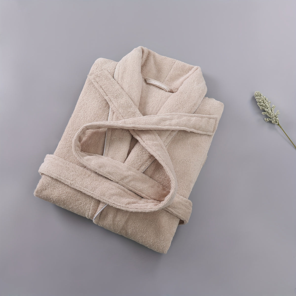 Unisex pink long towelling bathrobe