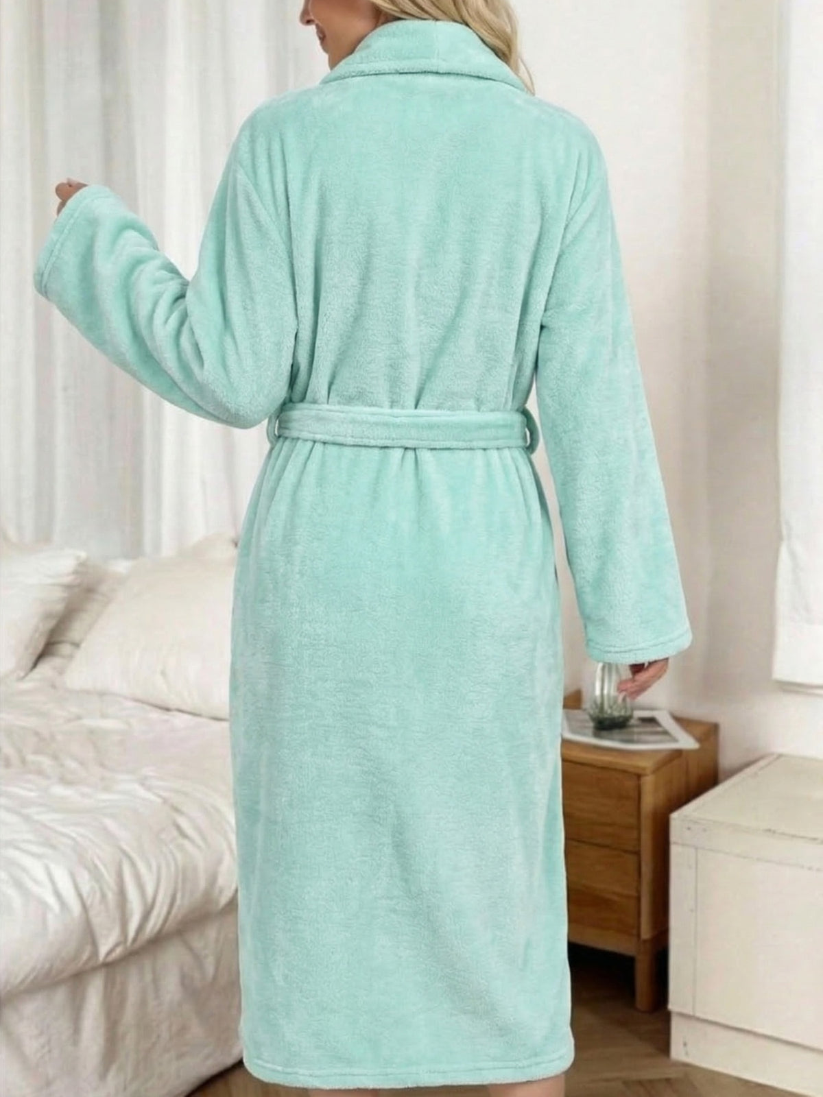 Women's blue fleece dressing gown