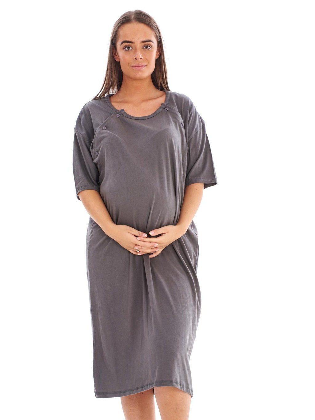 Women's plain cotton maternity nightdress