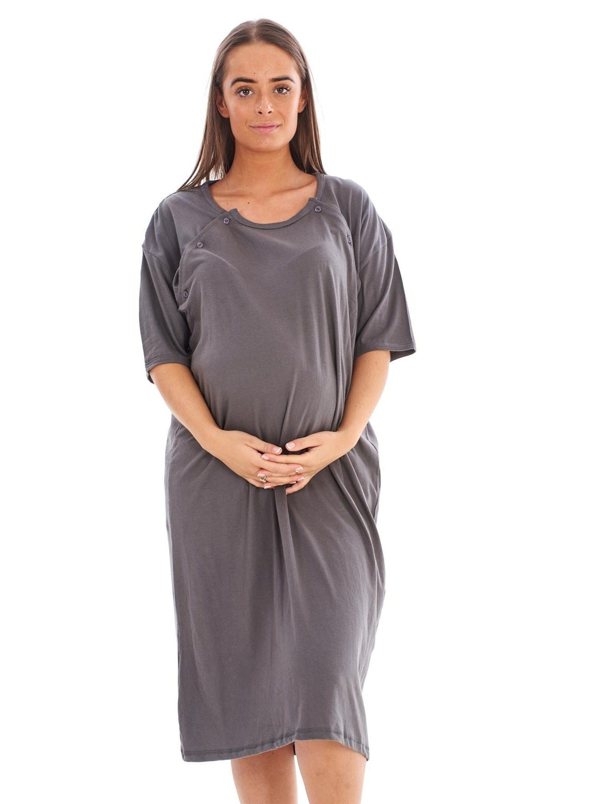Women's plain cotton maternity nightdress