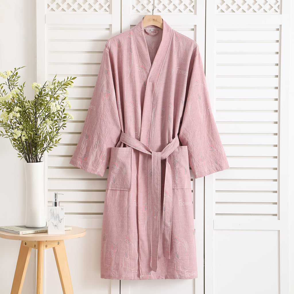 Women's jacquard bathrobe