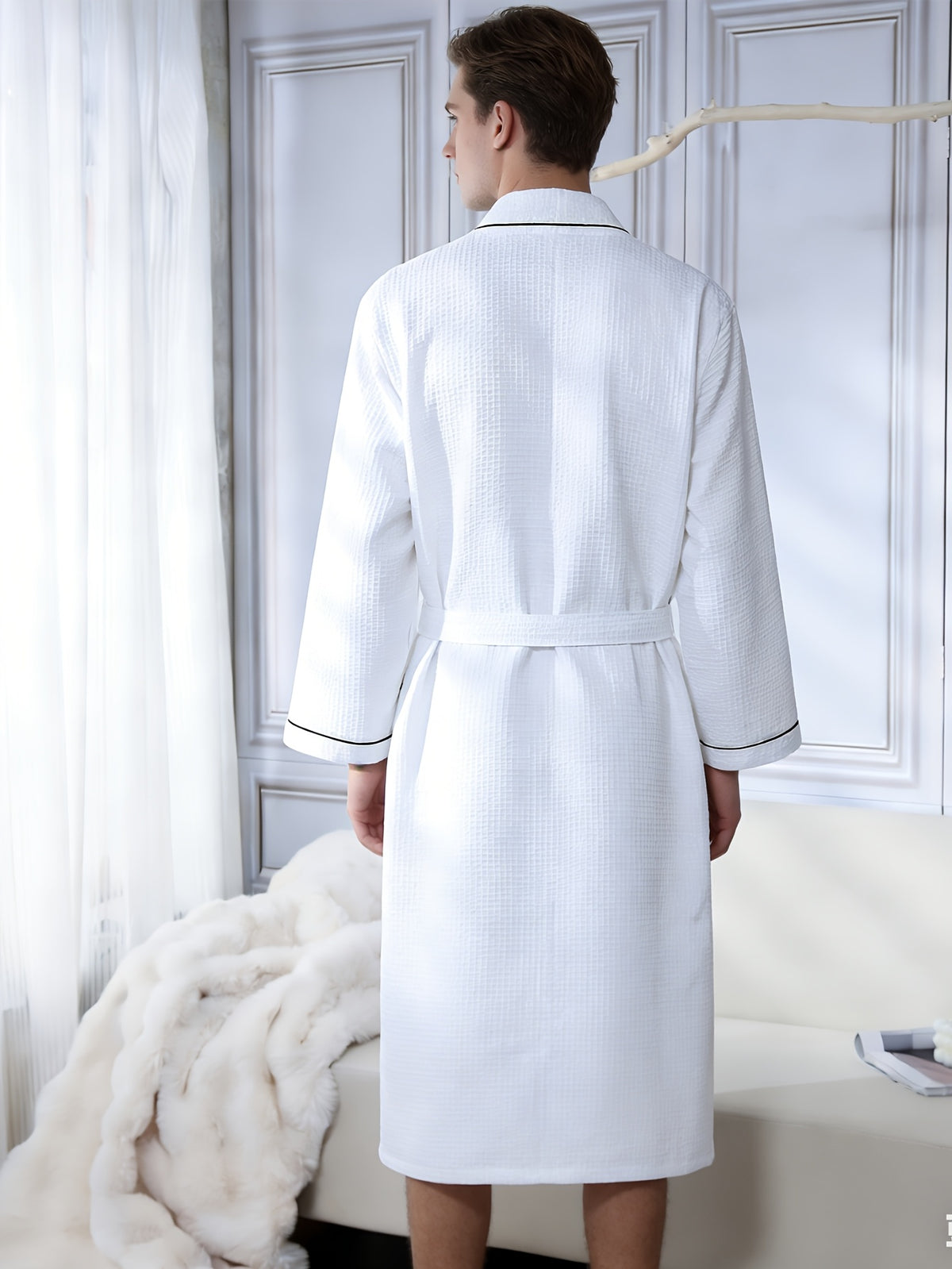 Unisex white bathrobe