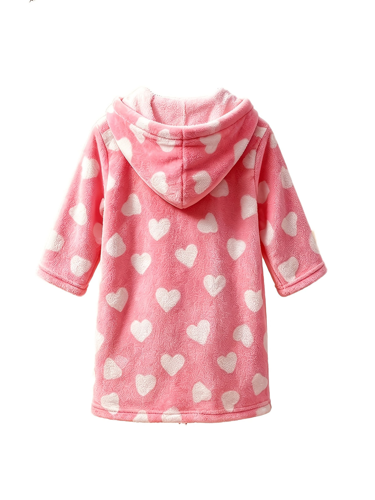 Baby pink hooded fleece bathrobe