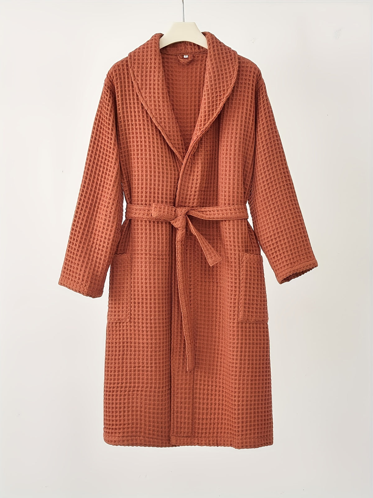 Unisex long waffle bathrobe