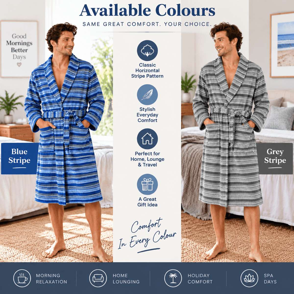Men's striped bathrobe