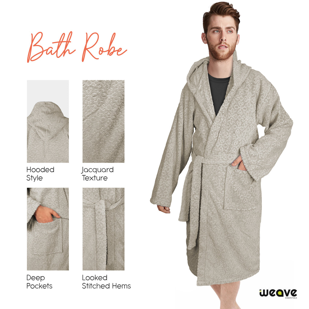 Unisex long hooded terry towelling bathrobe
