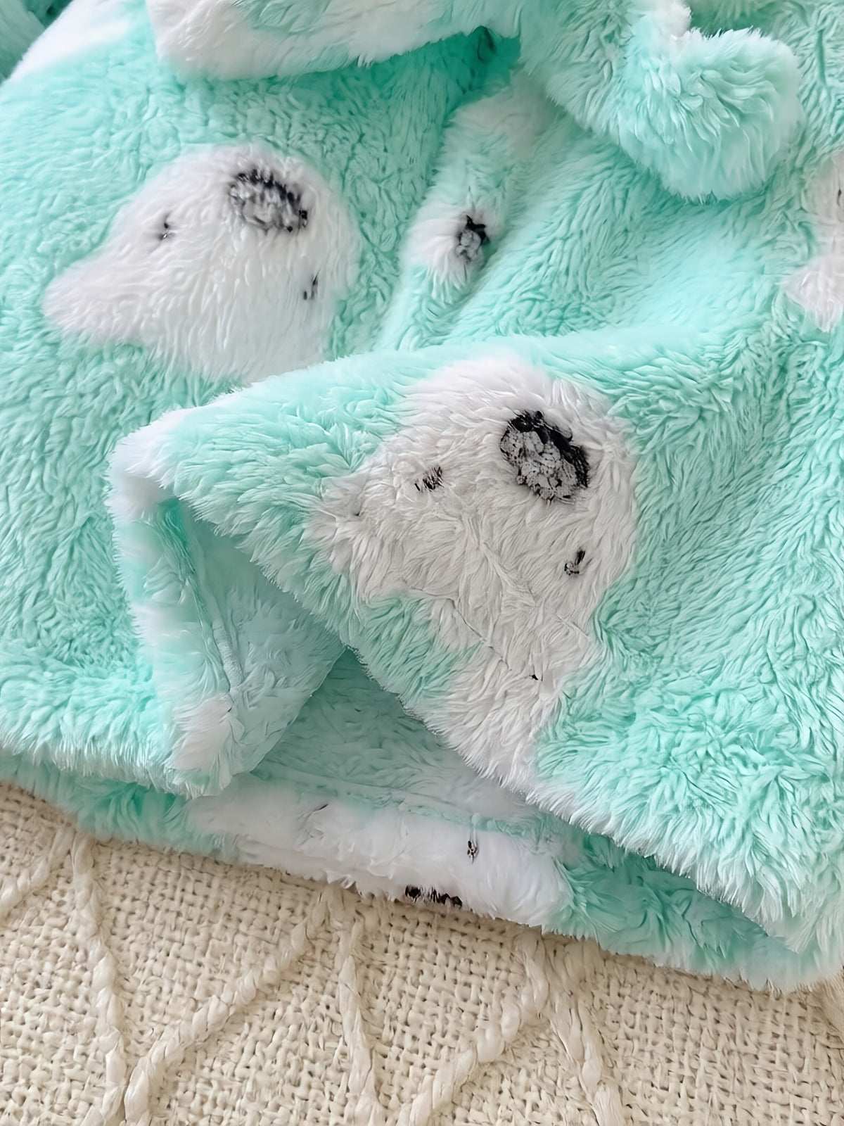 Baby blue hooded fleece bathrobe