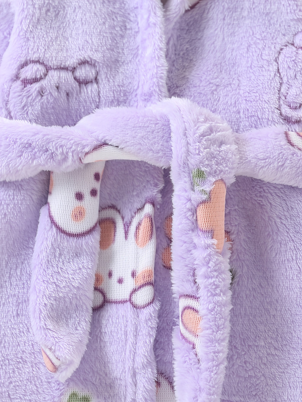 Baby purple long hooded fluffy fleece bathrobe