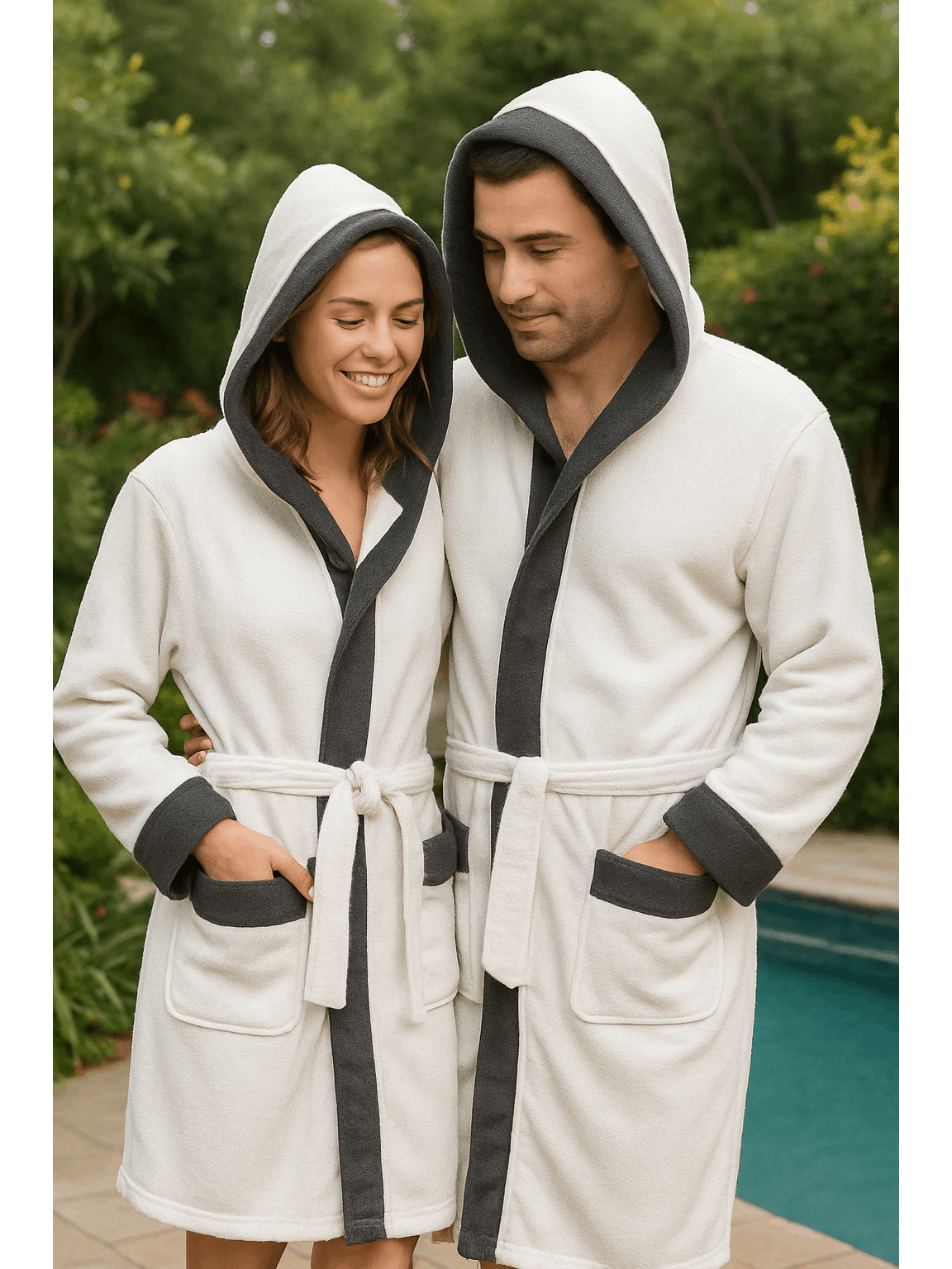 Men's hooded terry towelling bathrobe
