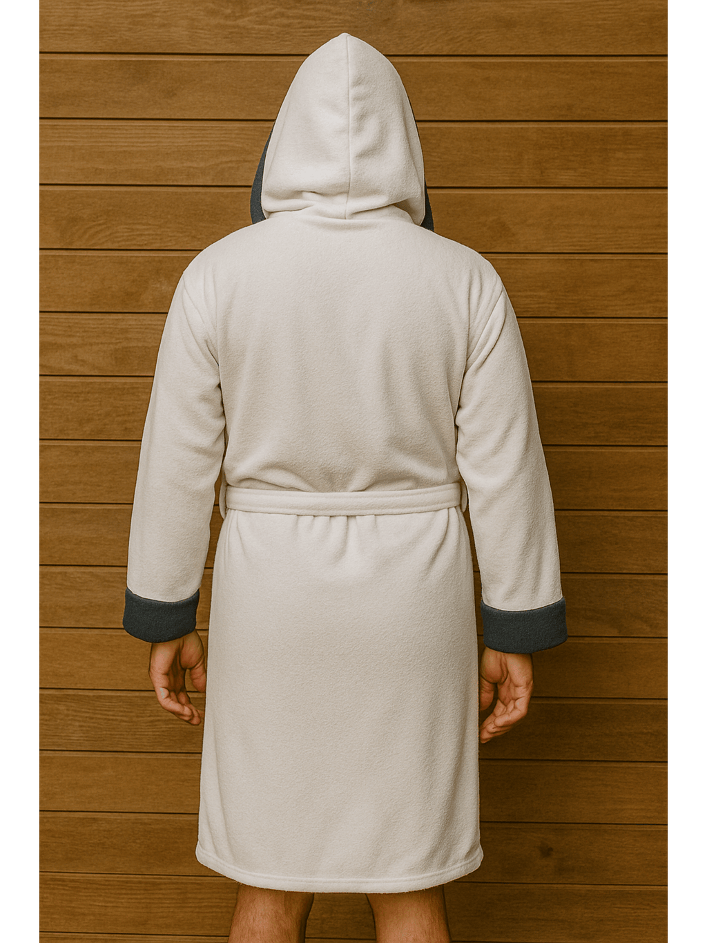 Men's hooded terry towelling bathrobe