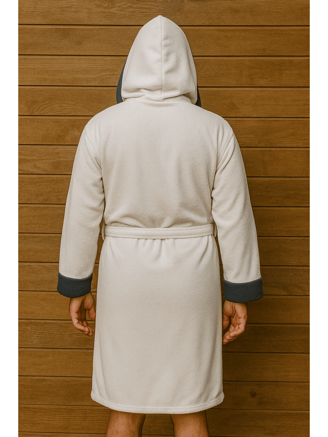 Men's hooded terry towelling bathrobe