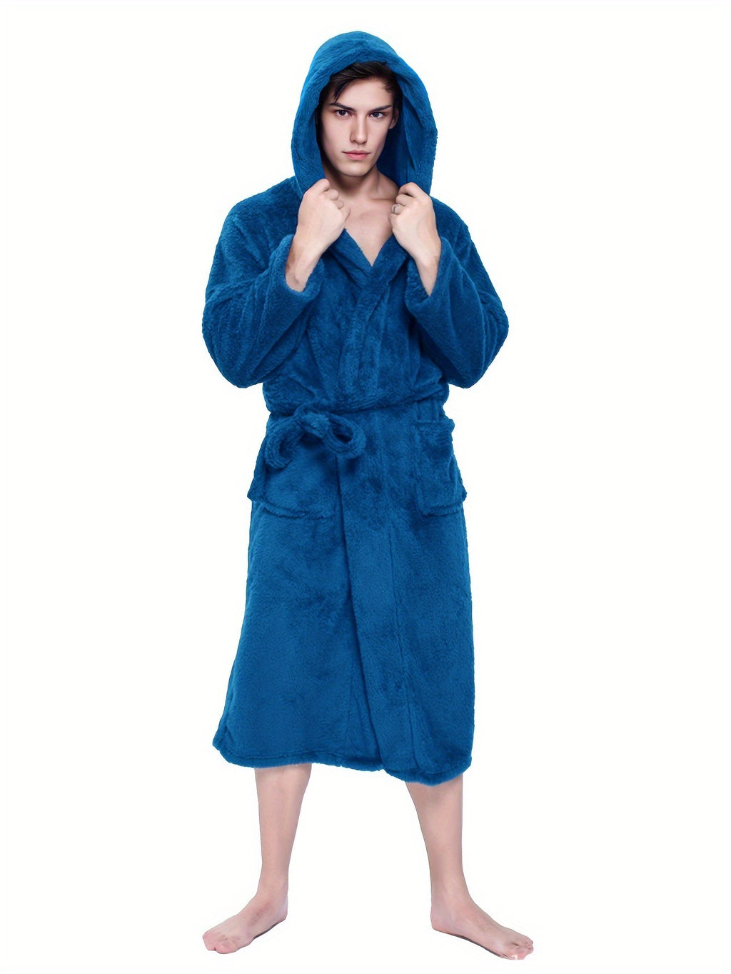 Women's hooded fleece bathrobe, 1-piece set