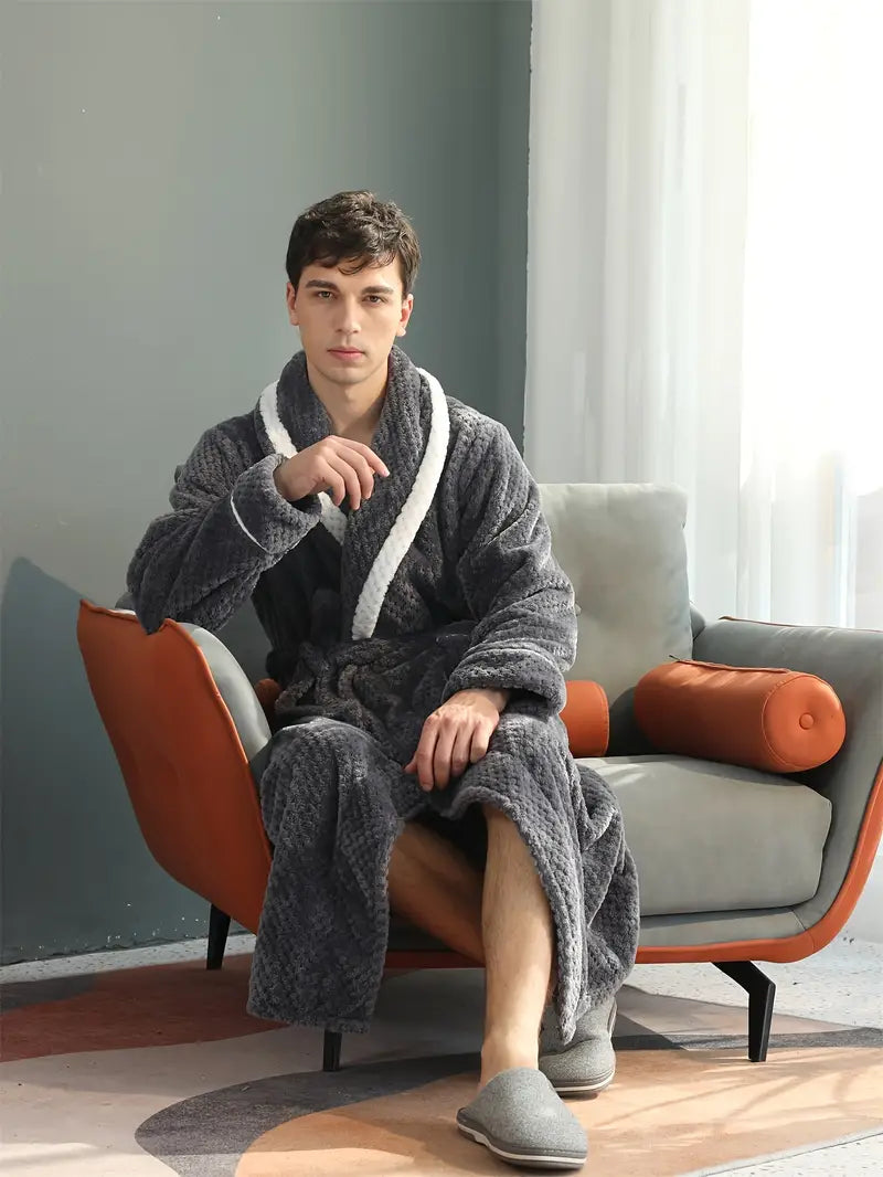 Men's thick winter towelling bathrobe