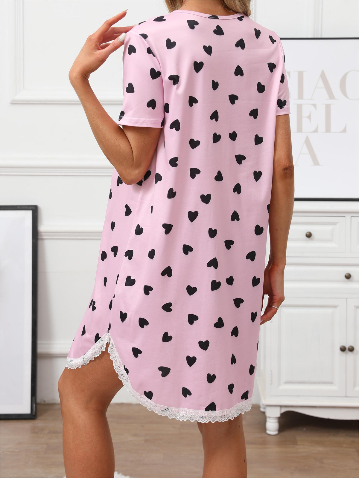 Women's grey heart print maternity nightdress