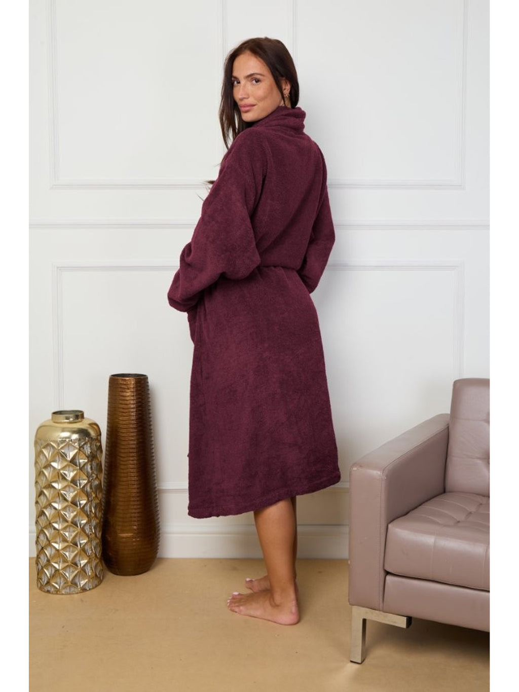 Unisex cotton bathrobe with a shawl collar