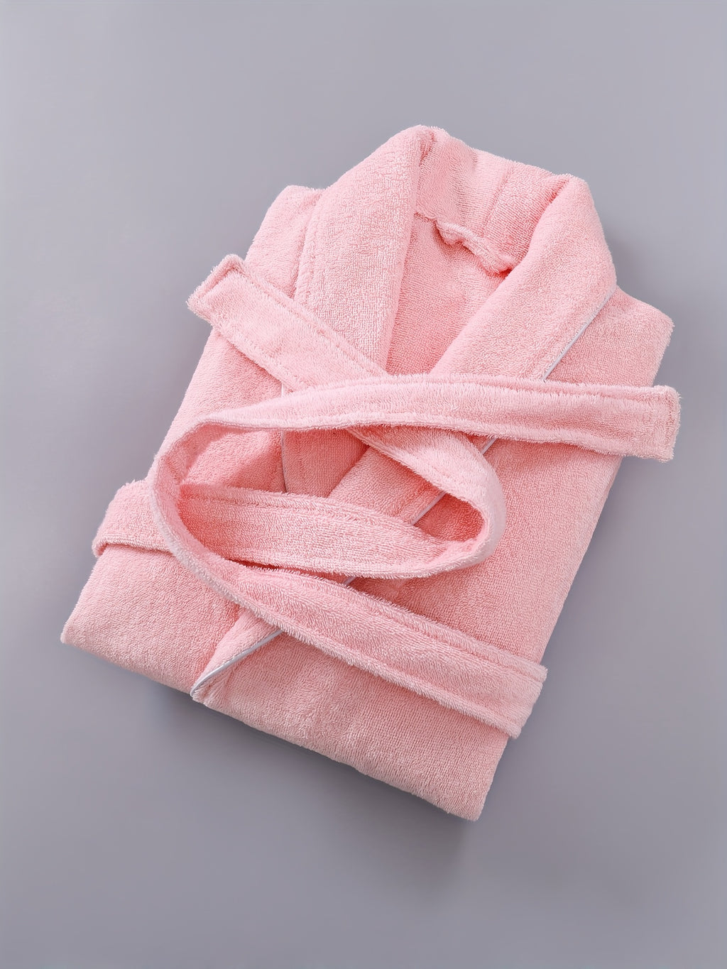 Unisex pink long towelling bathrobe