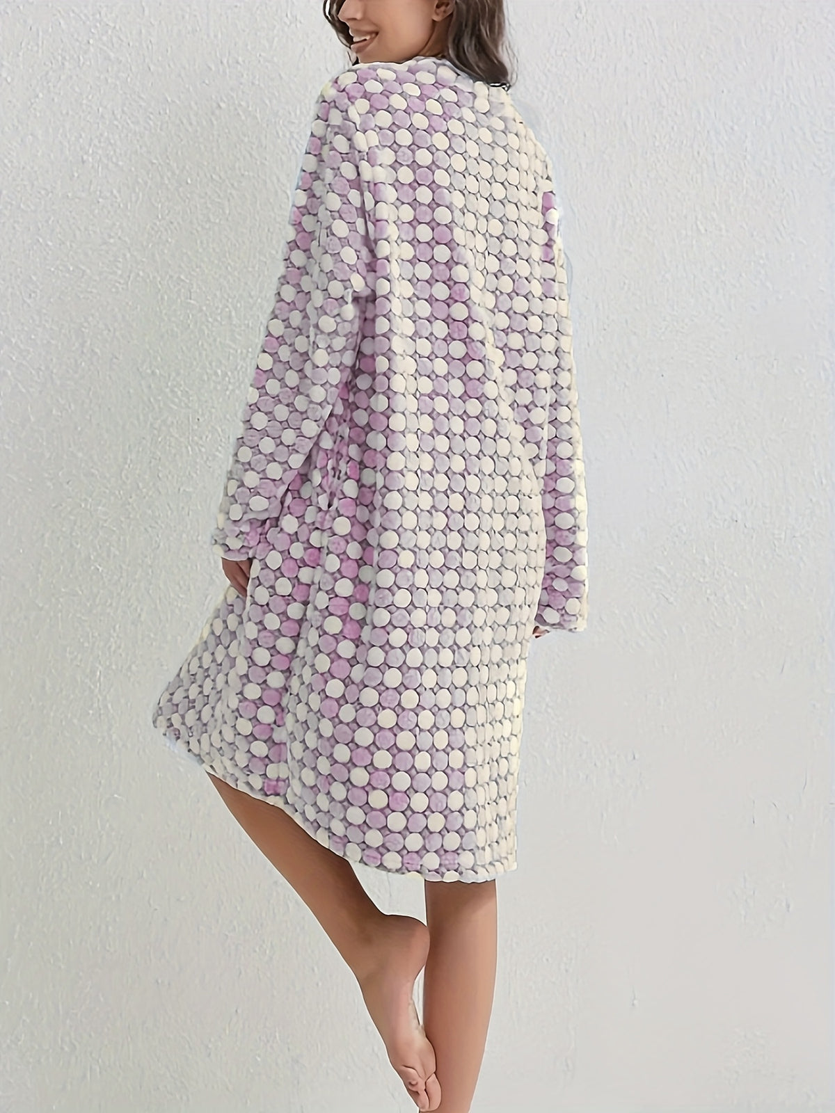 Women's checked flannel zip-up dressing gown