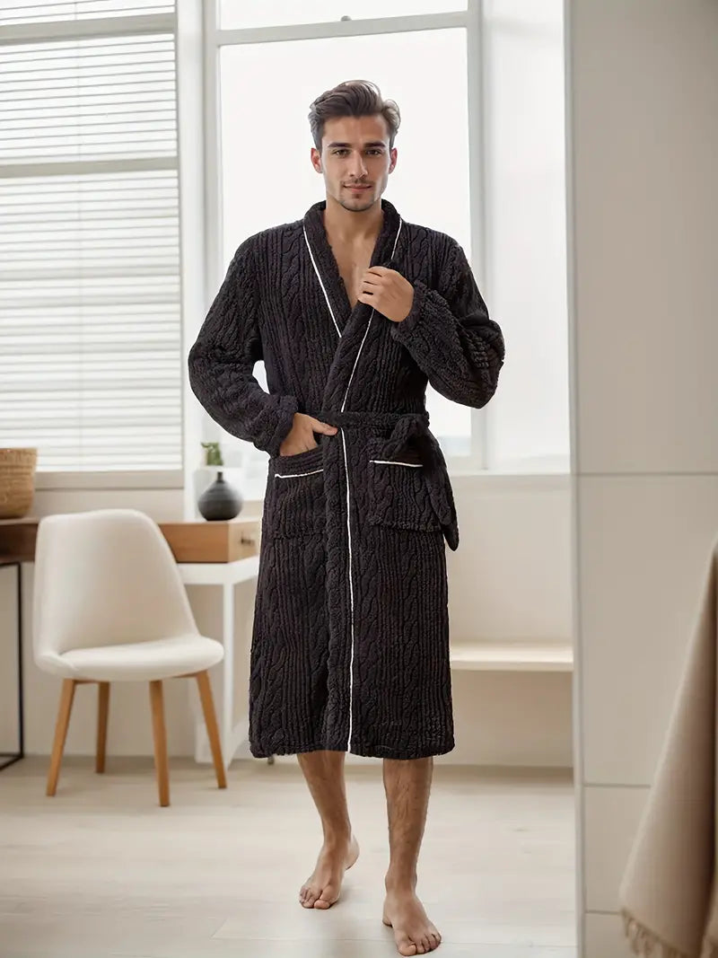Men's thick soft towelling bathrobe