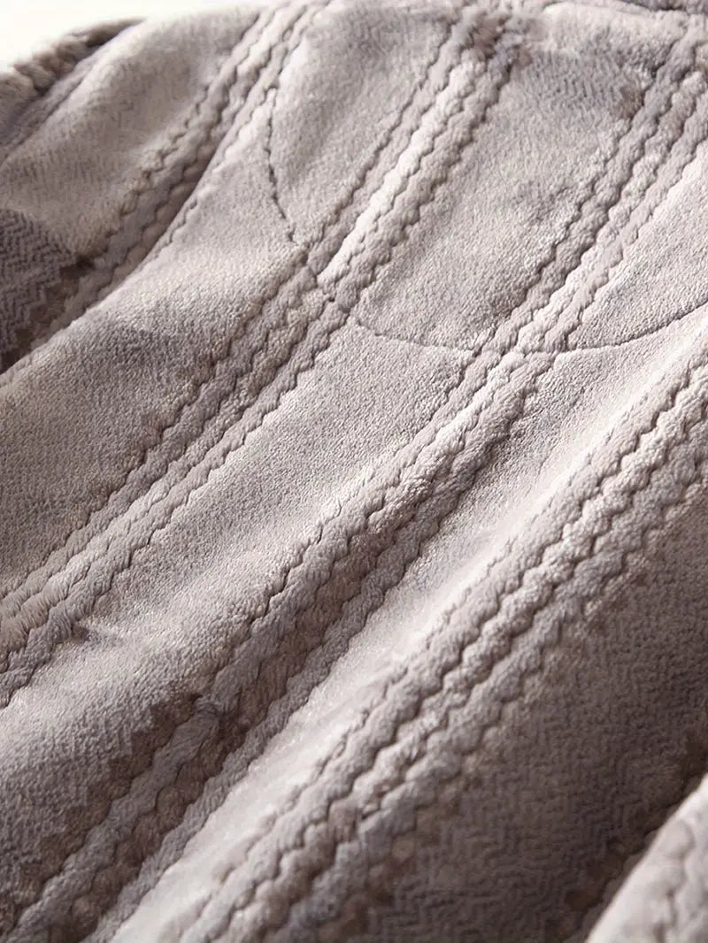 Long hooded fleece bathrobe