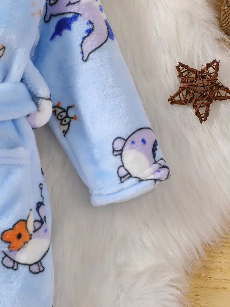 Baby blue fleece bathrobe