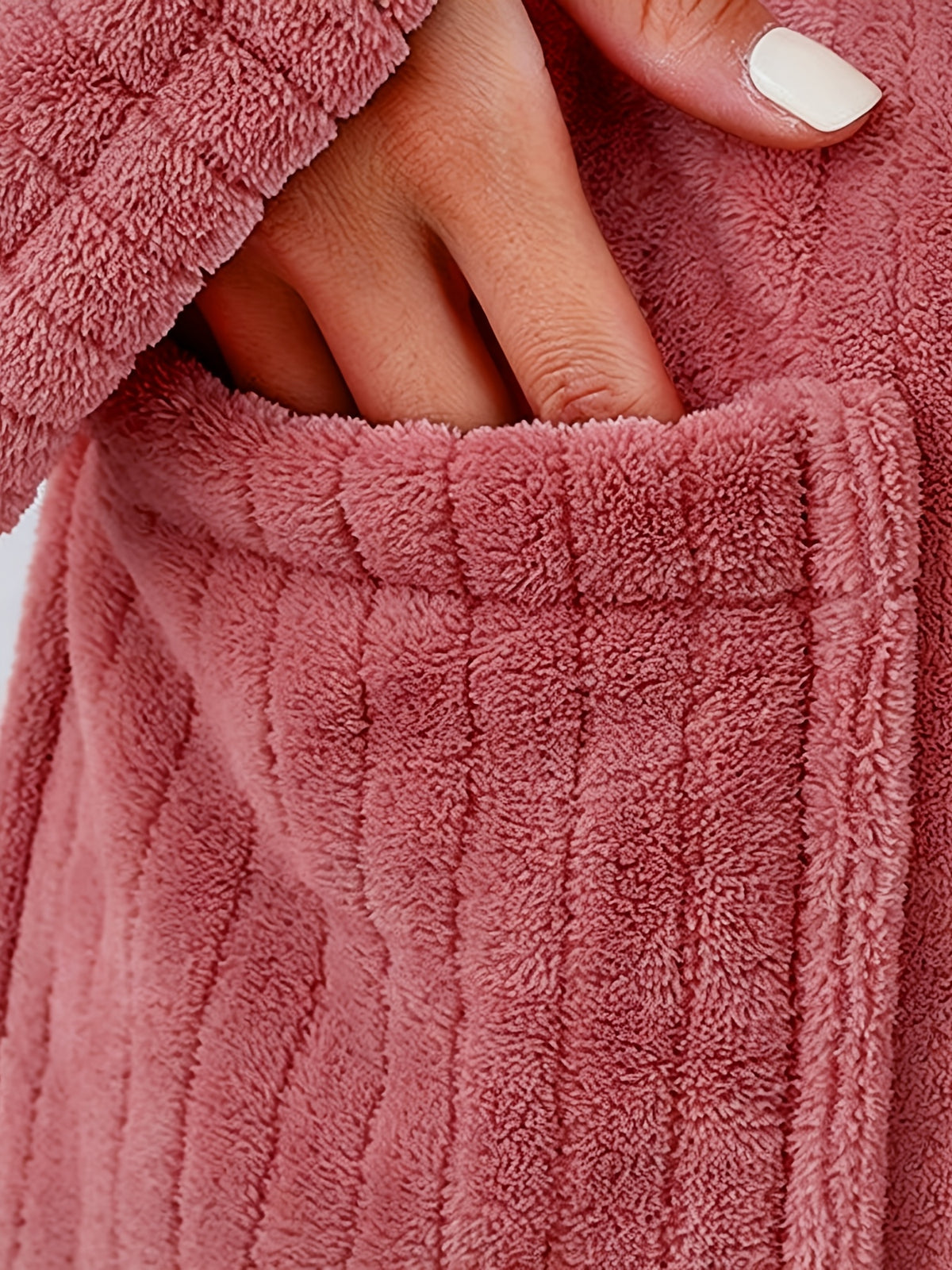 Unisex hooded ribbed bathrobe