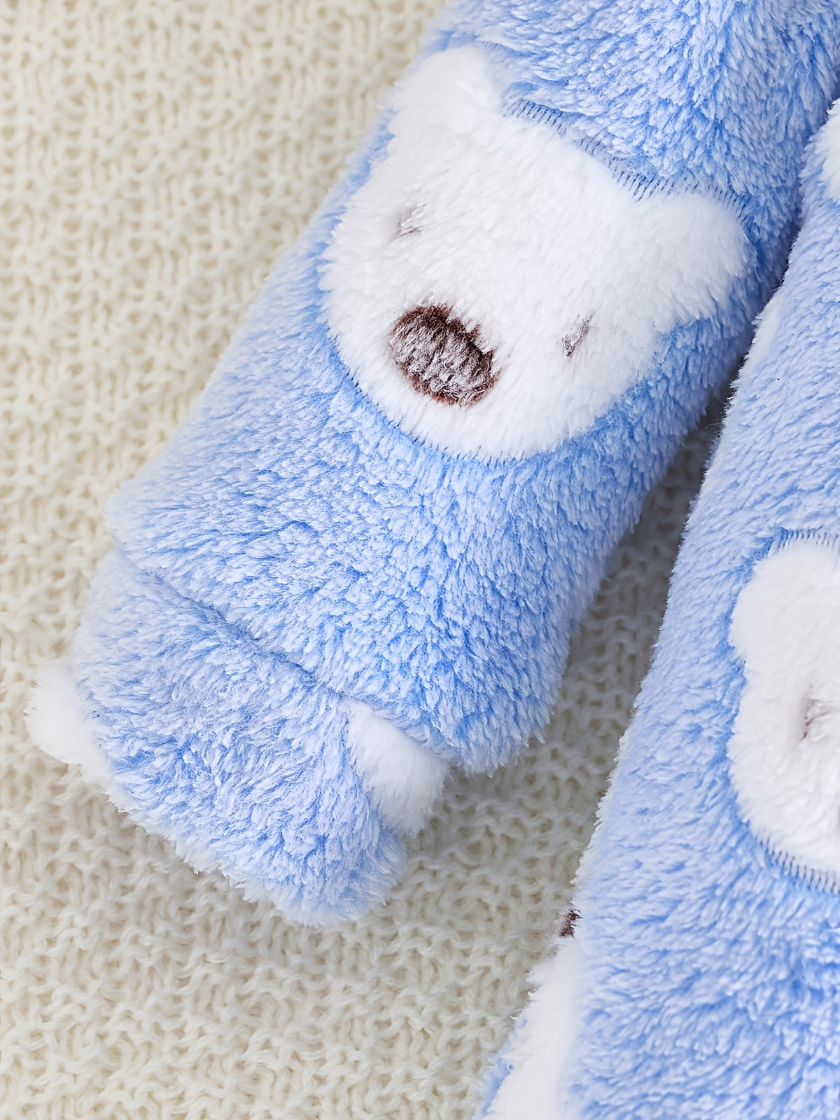 Baby blue hooded fleece bathrobe