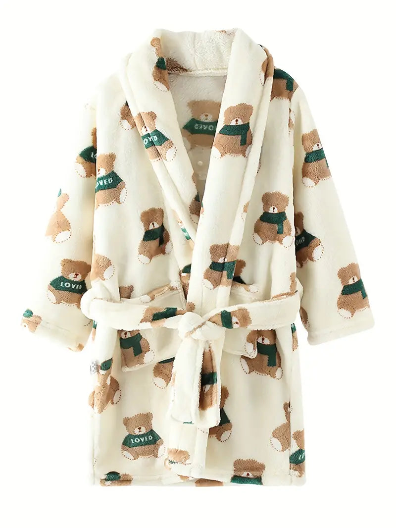 Peignoir de Bain Enfant avec Imprimé de Dessin Animé — coloris beige