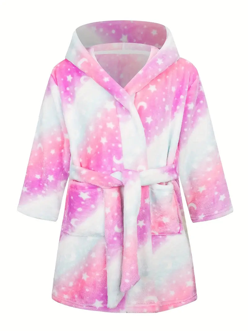Peignoir de Bain Enfant avec Motif Étoile et Lune Dégradé — coloris rose