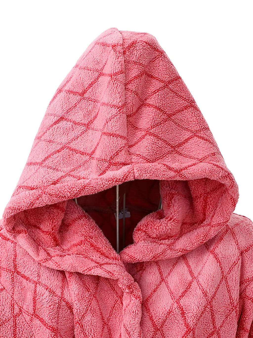 Men's blue textured hooded fleece dressing gown