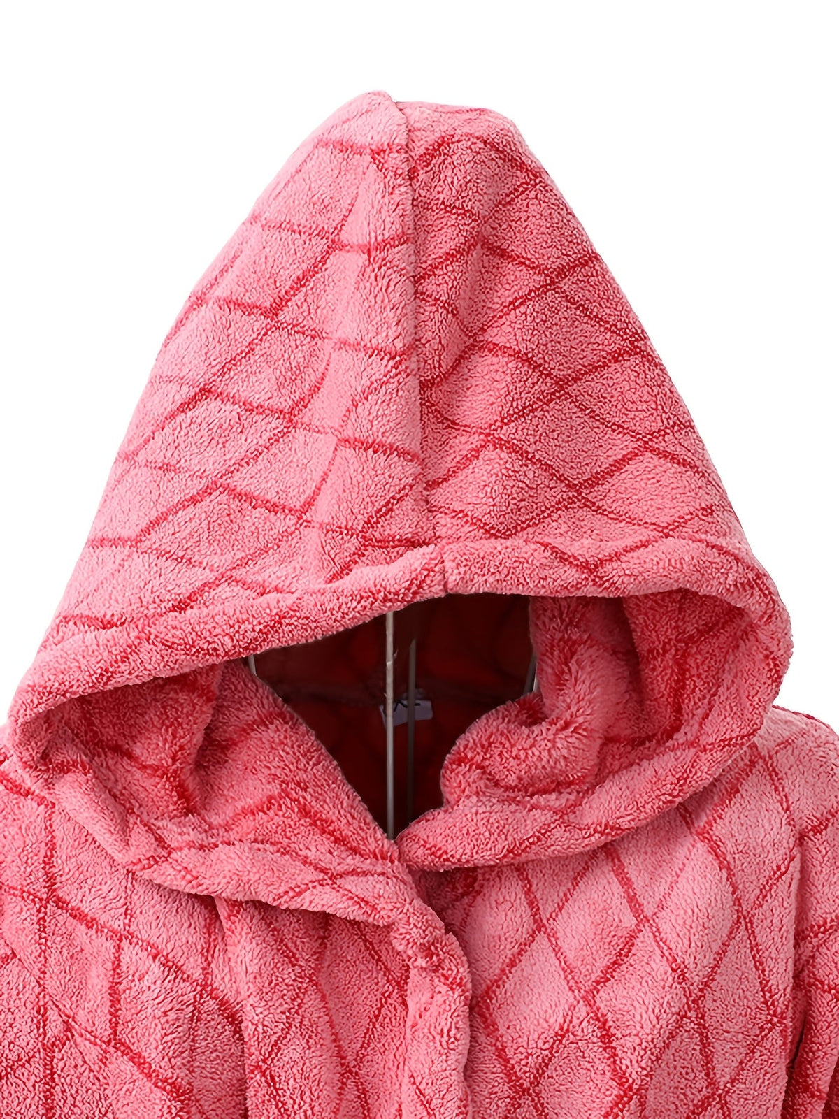 Men's blue textured hooded fleece dressing gown