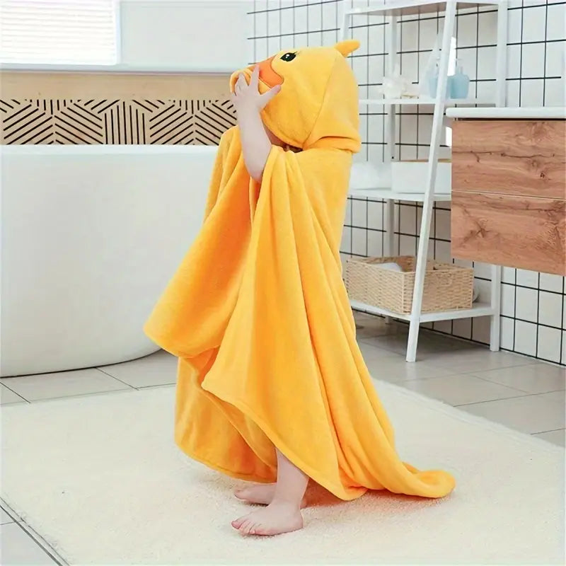 Baby hooded cotton bathrobe, duck