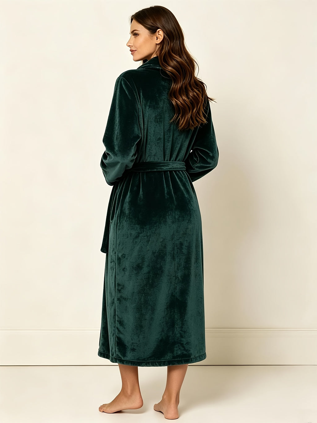 Women's plum flannel long dressing gown
