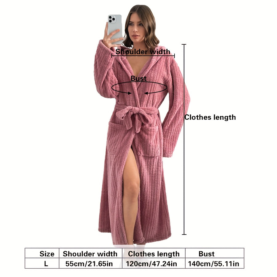 Unisex hooded ribbed bathrobe