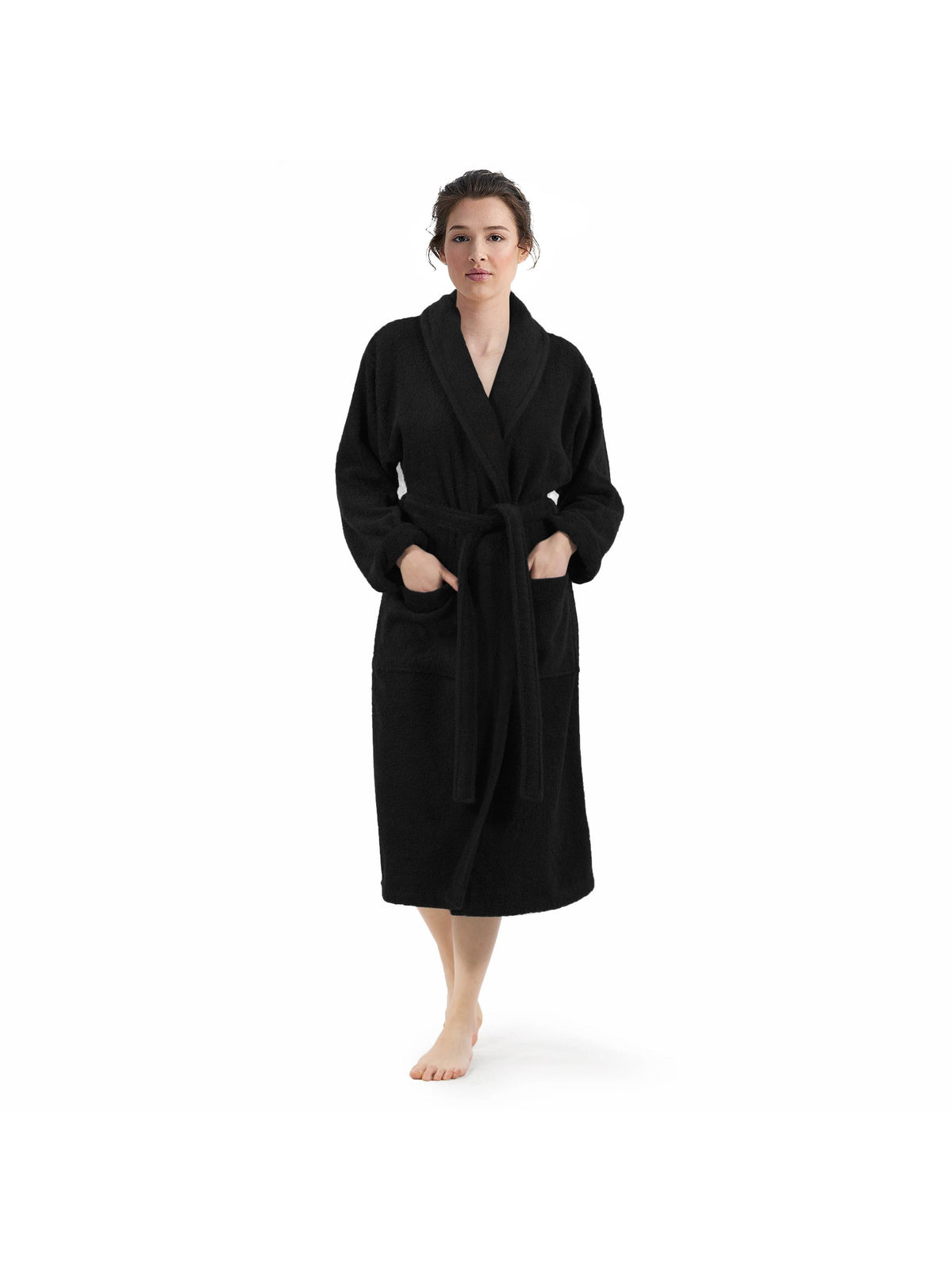 Unisex long terry towelling bathrobe