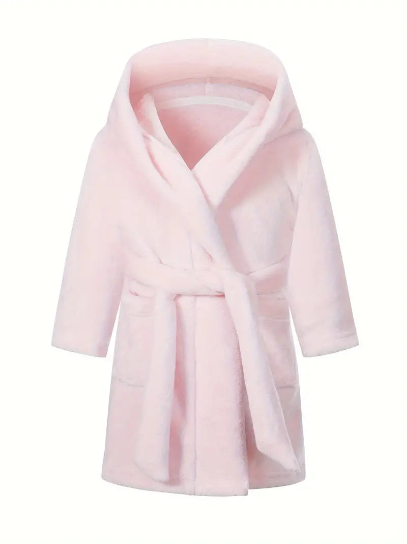 Peignoir de Bain Enfant Fille Polaire Rose — coloris rose