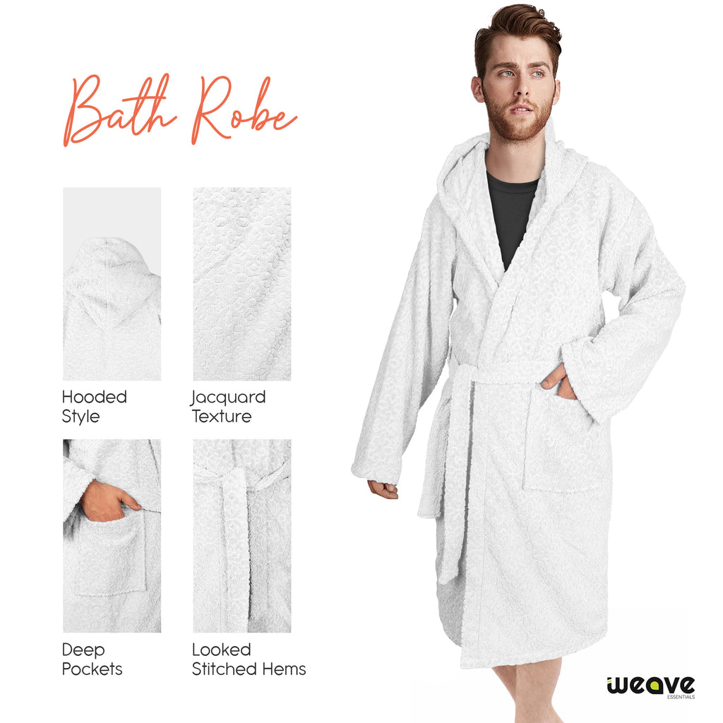 Unisex long hooded terry towelling bathrobe