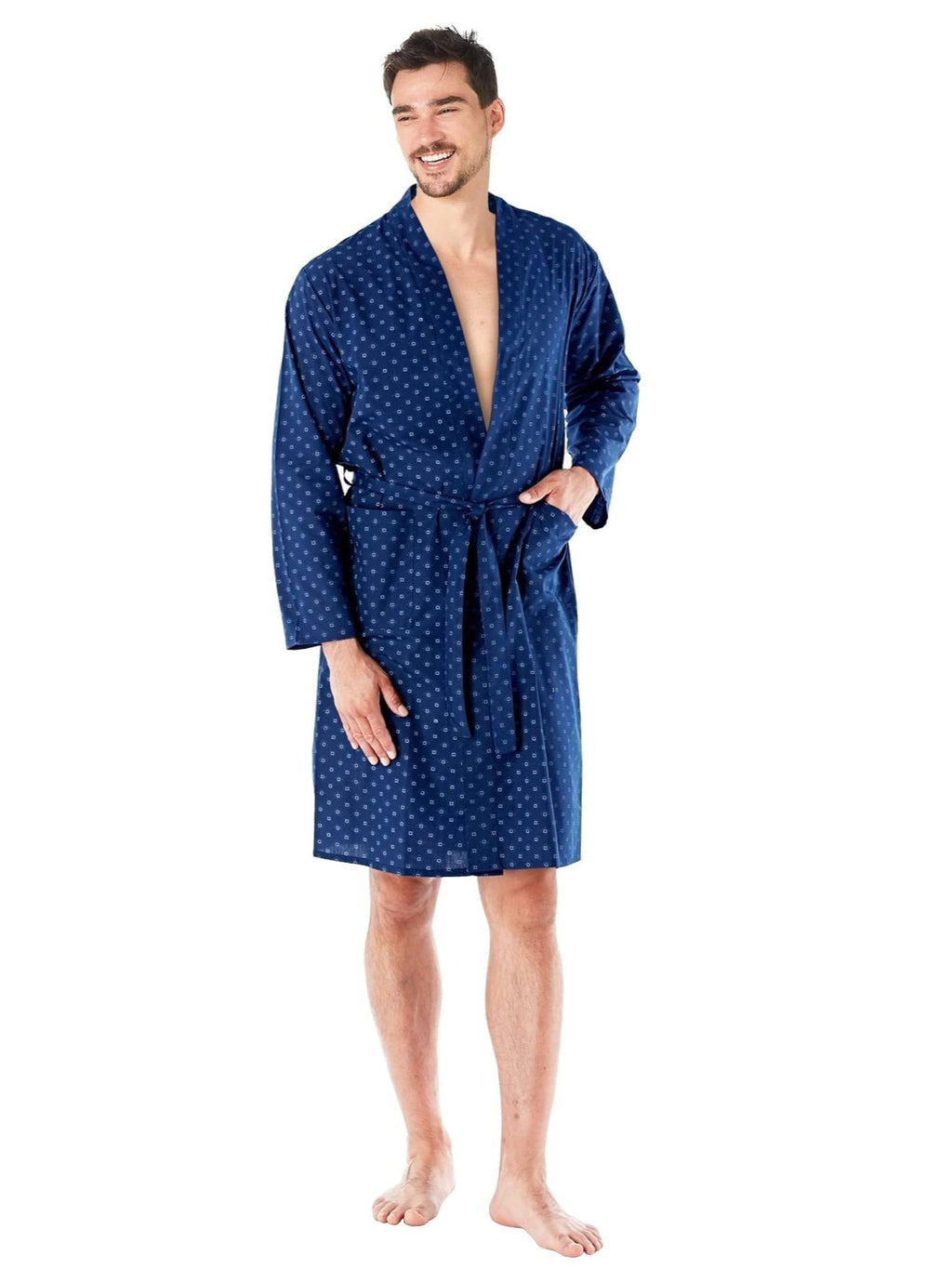 Men's long cotton bathrobe