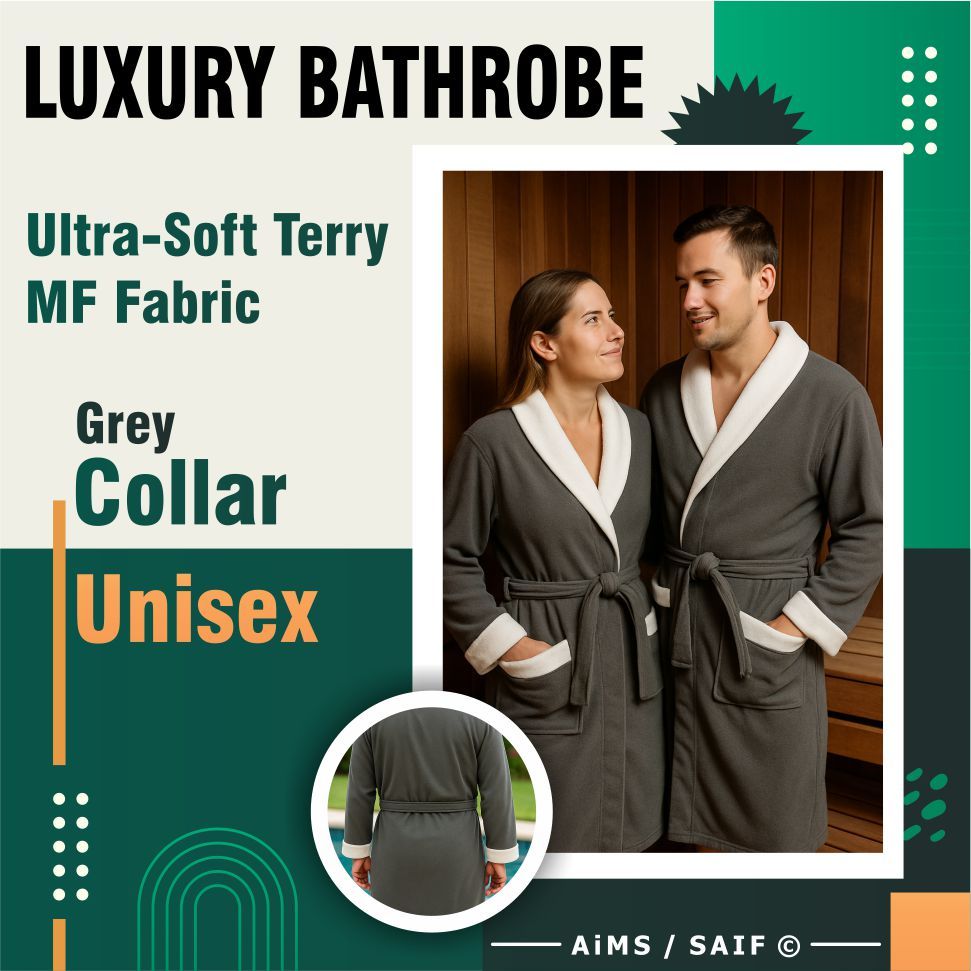 Men's hooded terry towelling bathrobe