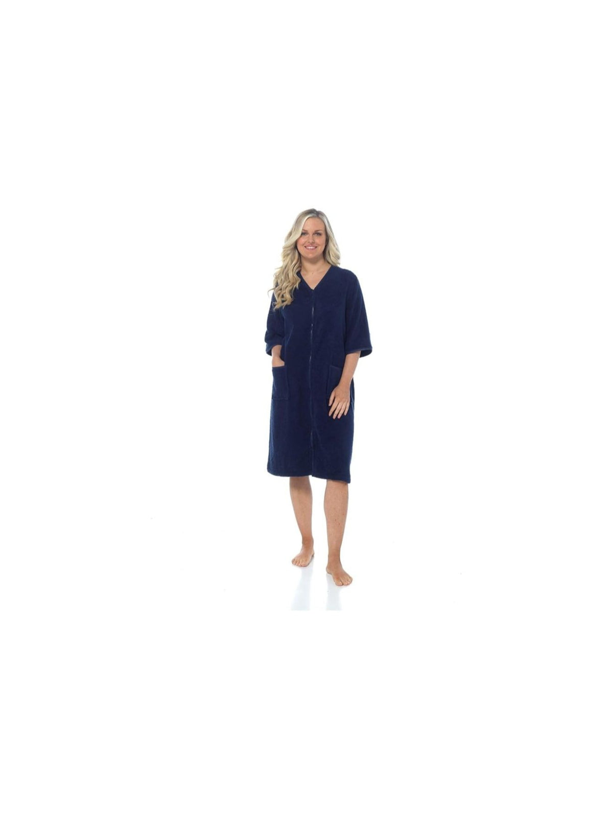 Women's zip-up towelling wrap dressing gown