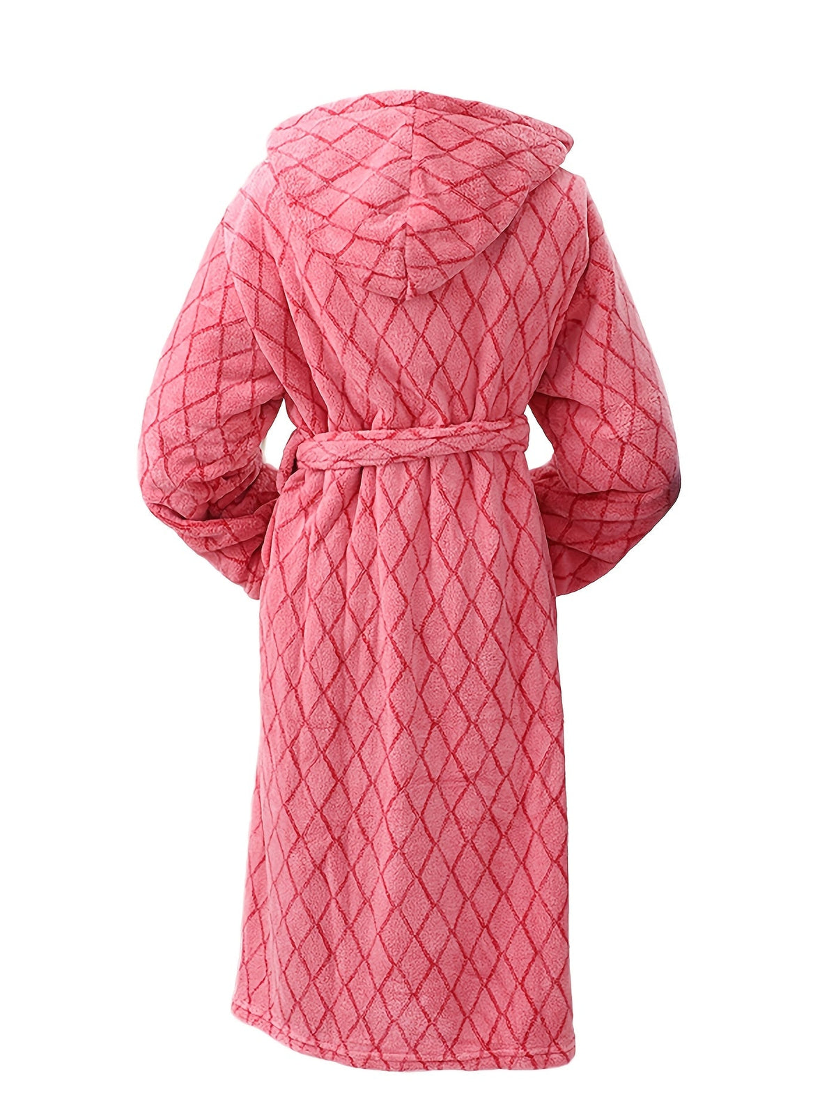 Men's blue textured hooded fleece dressing gown
