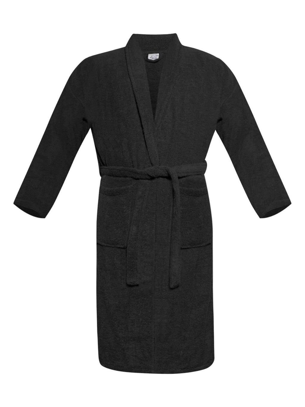 Unisex long terry towelling bathrobe with a shawl collar