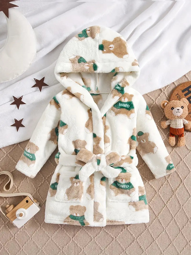 Baby bear fleece bathrobe — White Image